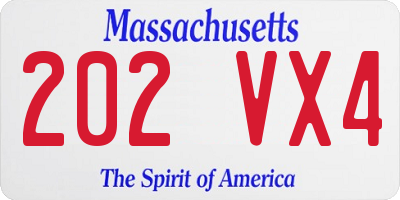 MA license plate 202VX4
