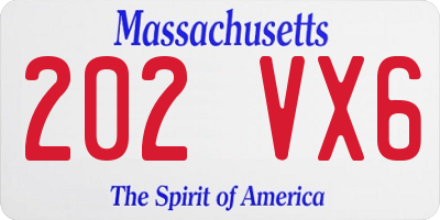 MA license plate 202VX6