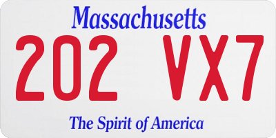 MA license plate 202VX7