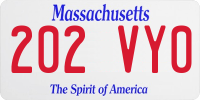 MA license plate 202VY0