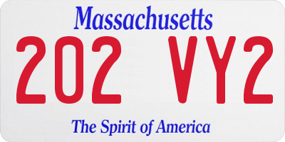 MA license plate 202VY2