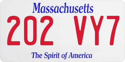 MA license plate 202VY7