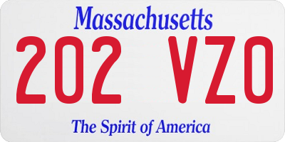 MA license plate 202VZ0