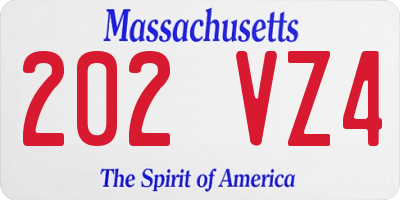 MA license plate 202VZ4