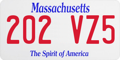 MA license plate 202VZ5