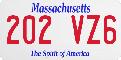MA license plate 202VZ6