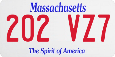 MA license plate 202VZ7
