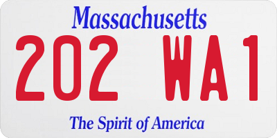 MA license plate 202WA1