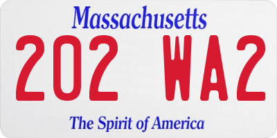 MA license plate 202WA2