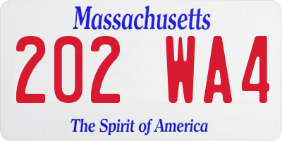 MA license plate 202WA4