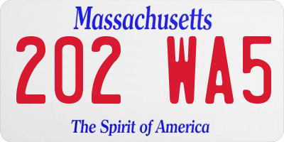 MA license plate 202WA5