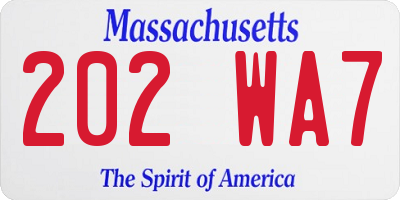 MA license plate 202WA7