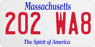MA license plate 202WA8