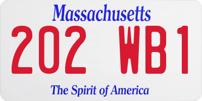 MA license plate 202WB1
