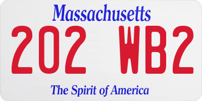 MA license plate 202WB2