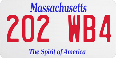 MA license plate 202WB4