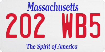 MA license plate 202WB5