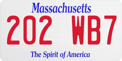 MA license plate 202WB7
