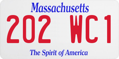 MA license plate 202WC1
