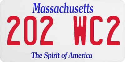 MA license plate 202WC2