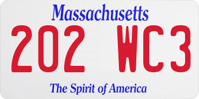 MA license plate 202WC3