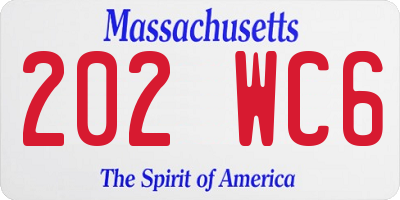 MA license plate 202WC6