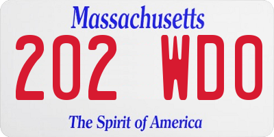 MA license plate 202WD0