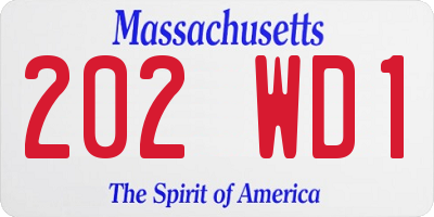 MA license plate 202WD1