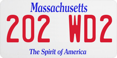 MA license plate 202WD2