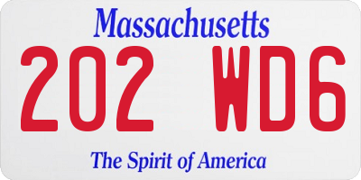MA license plate 202WD6