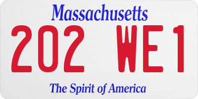 MA license plate 202WE1
