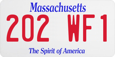 MA license plate 202WF1