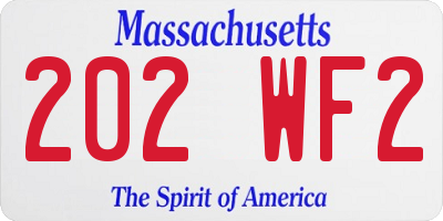 MA license plate 202WF2