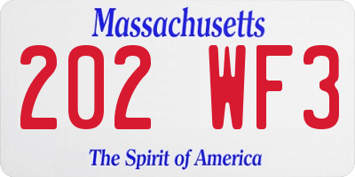 MA license plate 202WF3