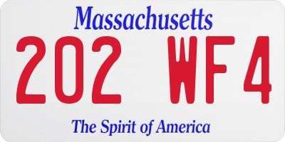 MA license plate 202WF4