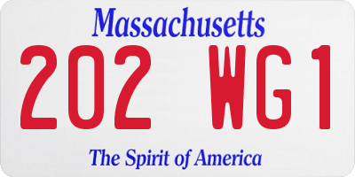 MA license plate 202WG1