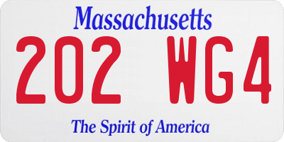 MA license plate 202WG4