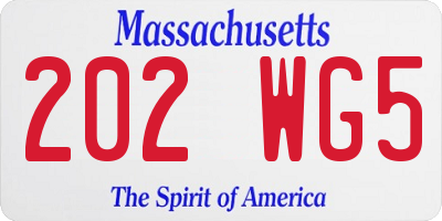 MA license plate 202WG5