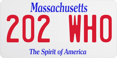 MA license plate 202WH0