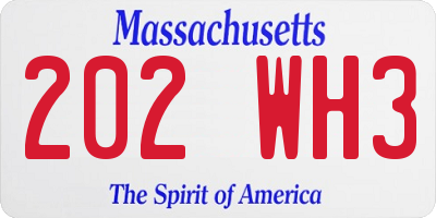 MA license plate 202WH3