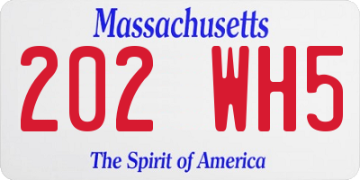 MA license plate 202WH5