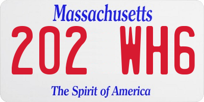 MA license plate 202WH6