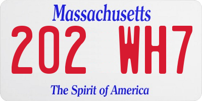 MA license plate 202WH7
