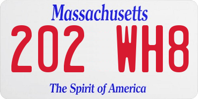 MA license plate 202WH8