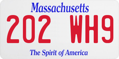MA license plate 202WH9