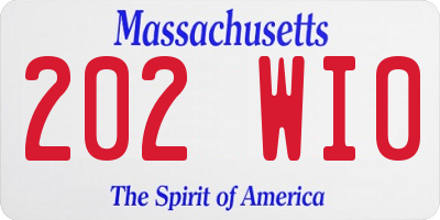 MA license plate 202WI0