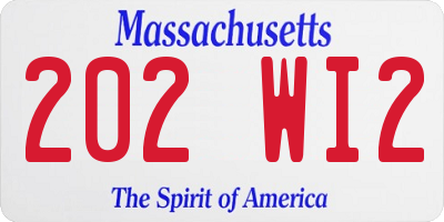 MA license plate 202WI2