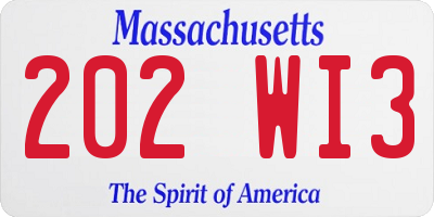 MA license plate 202WI3