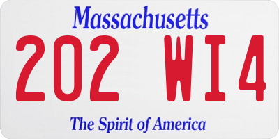 MA license plate 202WI4