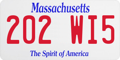 MA license plate 202WI5